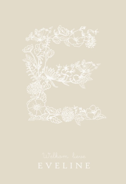 Geboortekaartje romantisch botanisch monogram