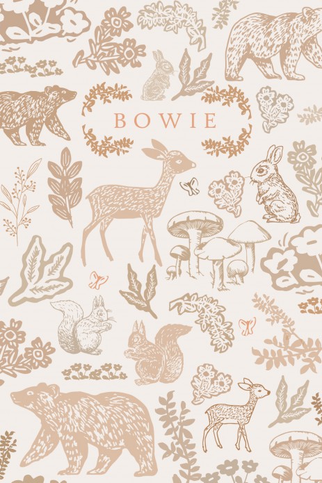 Geboortekaartje foliedruk hert, beer en eekhoorn