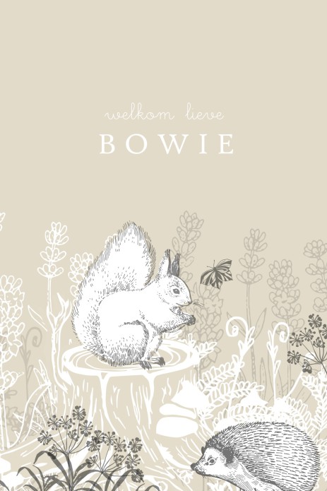 Geboortekaartje neutraal bosdieren