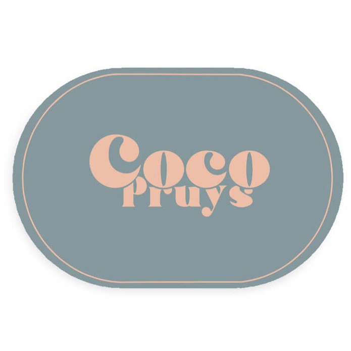 Ovaal geboortekaartje grafisch blauw roze