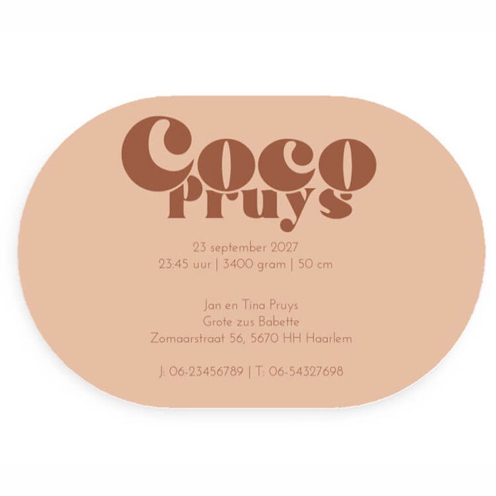 Ovaal geboortekaartje color splash grafisch