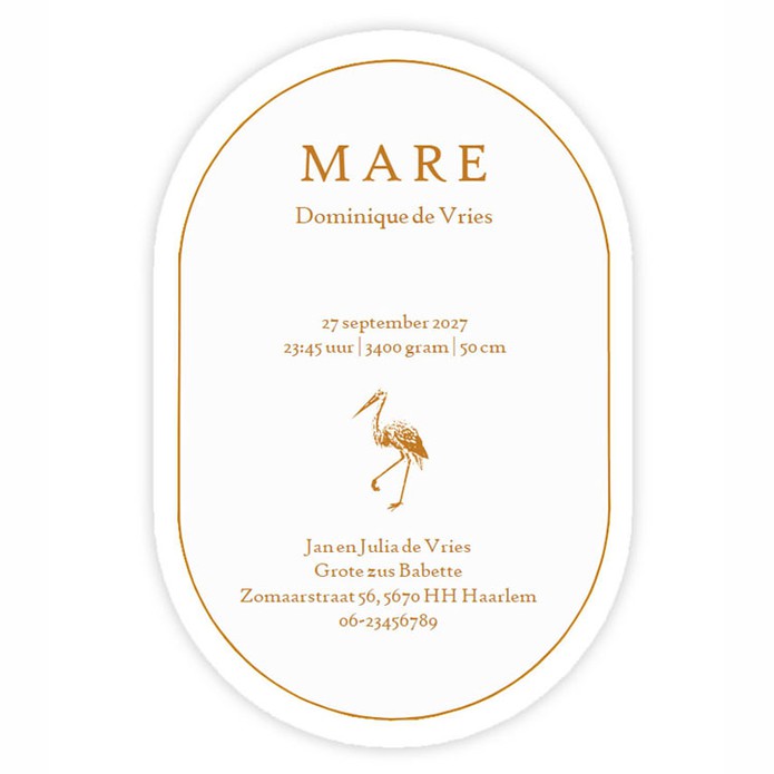 Geboortekaartje in boogvorm, een bijzondere toepassing voor een uniek geboortekaartje. De foto komt zo prachtig tot zijn recht. Kijk eens in de beeldbank als je jouw geboortekaartje graag eigen wil maken met details. In een handomdraai heb jij jouw kaart 