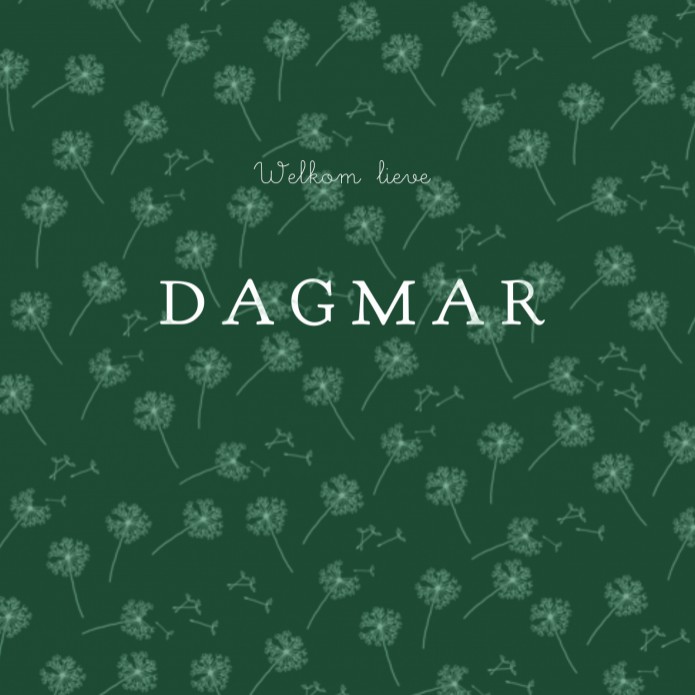 Geboortekaartje paardenbloem patroon