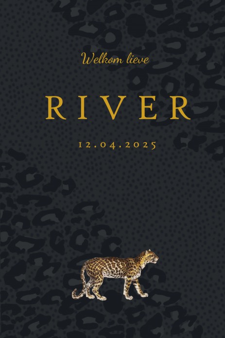 Geboortekaartje Panter print bohemian