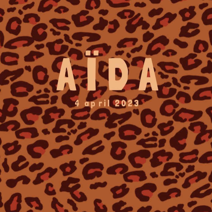 Geboortekaartje panter print bruin roze