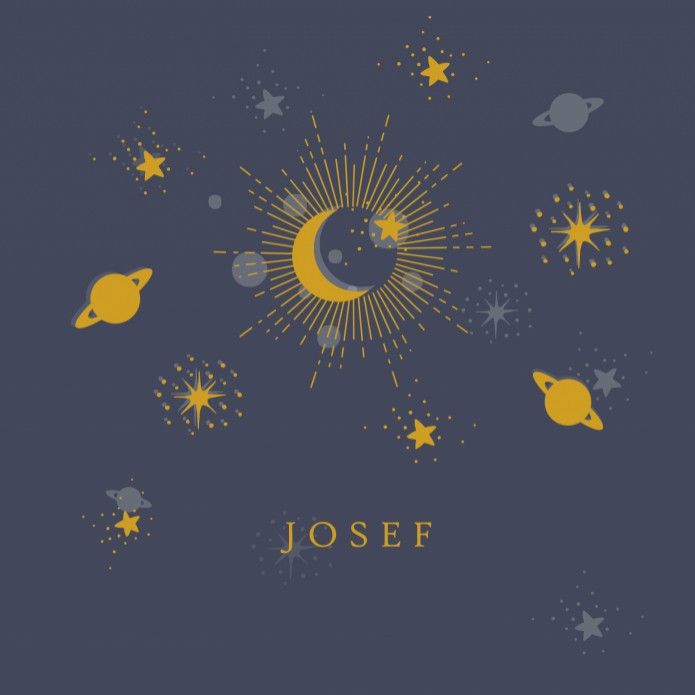 Geboortekaartje planeten in goudfolie