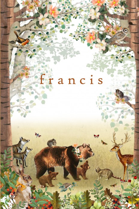 Geboortekaartje retro bos met bosdieren