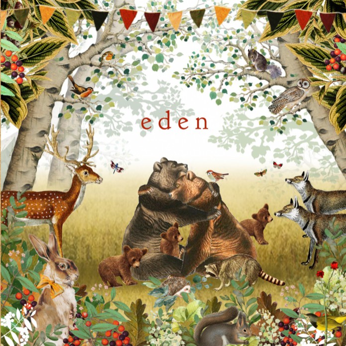 Geboortekaartje retro bosdieren