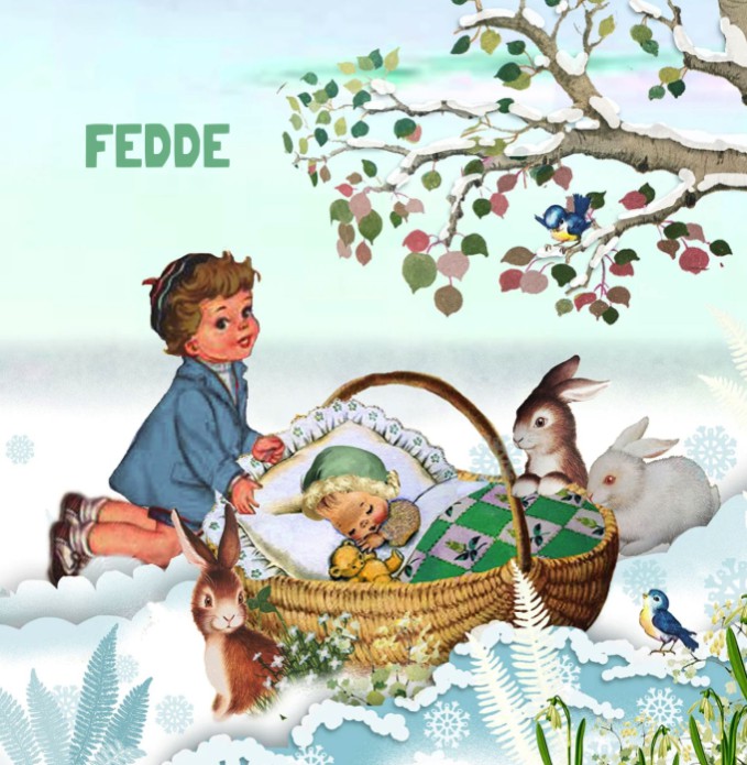 Geboortekaartje retro broer of zus in de winter