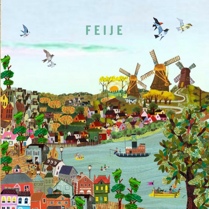 Geboortekaartje retro dorpje