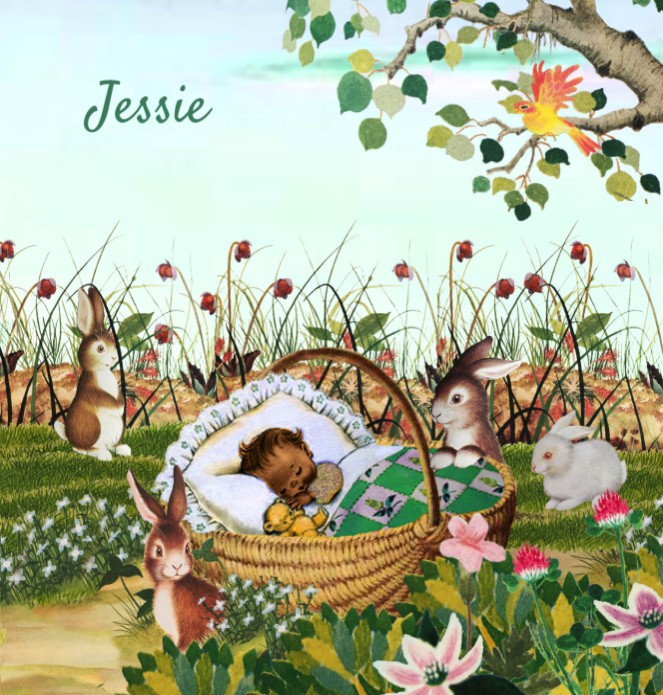 Geboortekaartje retro met donker kindje