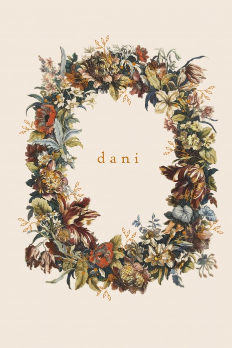 Geboortekaartje romantische bloemenkrans met foliedruk