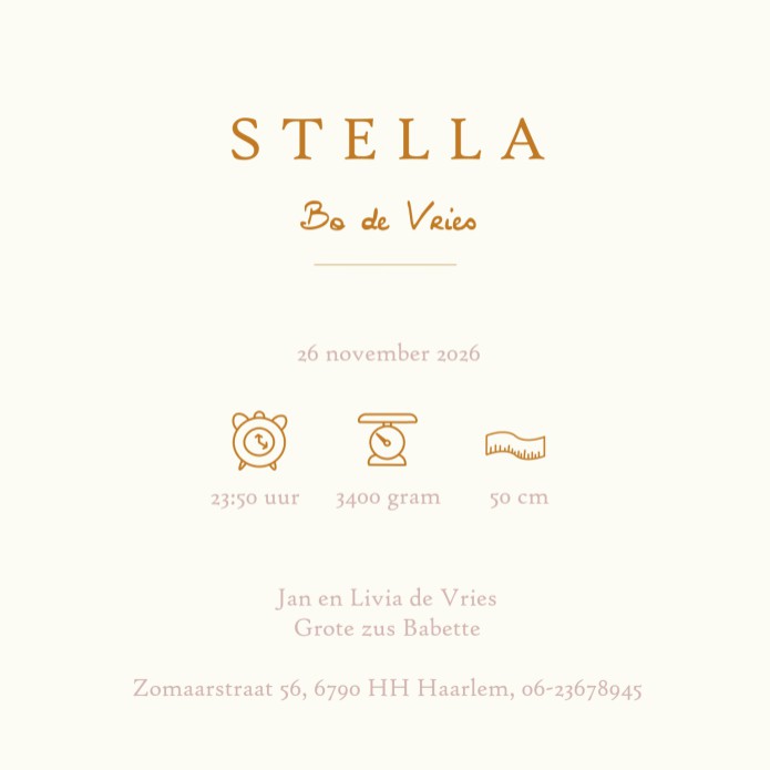 Een heel stijlvol lief geboortekaartje met originele handgeschilderde bloemen illustratie en accent in folie. Het is mogelijk om de kaart met ronde hoeken te bestellen voor een extra lief effect. De bloemen staan ook in de beeldbank voor een eigen versie 