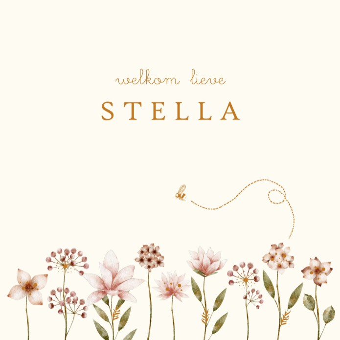 Geboortekaartje romantisch met bloemen