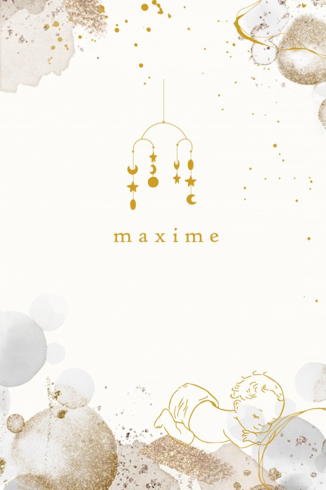 Geboortekaartje romantisch watercolour met foliedruk