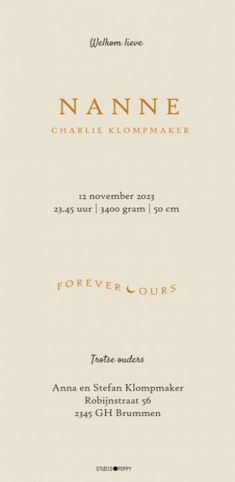 Prachtig sereen en tijdloos geboortekaartje jungle in mono tinten. Op een eigentijdse manier vormgegeven door gebruik te maken van folie of kleuren van deze tijd. Er zijn veel jungle kaartjes om tussen te kiezen, maak eens een proefdruk.