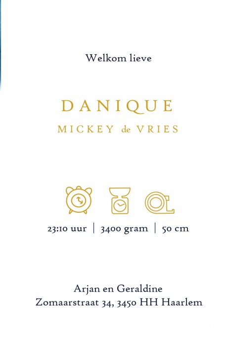 Watercolour geboortekaartje met foliedruk maan en sterren. Een heel bijzonder geboortekaartje waarbij de waterverf heel goed combineert met de goudfolie. Een maan en sterren kaartje in onze uitgebreide collectie.