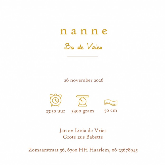 Geboortekaartje met foliedruk sterretjes. Heel smaakvol, stijlvol en hip geboortekaartje voor jullie baby. Unisex voor jongens en meisjes, kleuren kun je zelf aanpassen. Evenals de foliedruk. Personaliseer hem zelf in de handige editor tool en vraag eens 