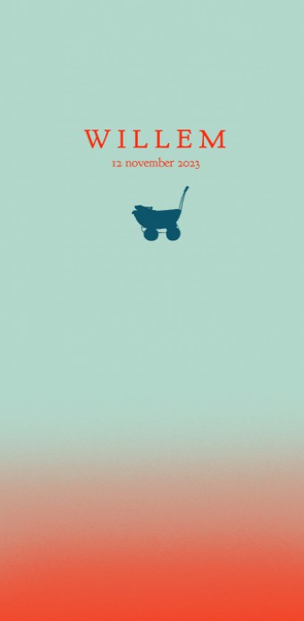 Geboortekaartje stoer fel rood mint