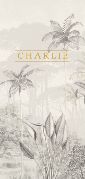 Geboortekaartje 'Tropical Wilderness beige' van Annet Weelink Design.