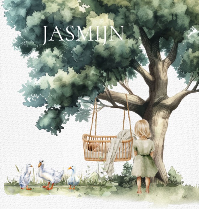 Geboortekaartje tweede kind met boom