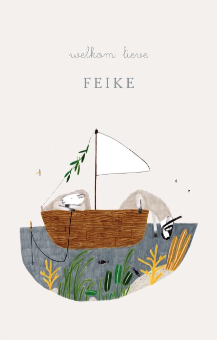 Geboortekaartje varende schaapjes Anne-Brechtje