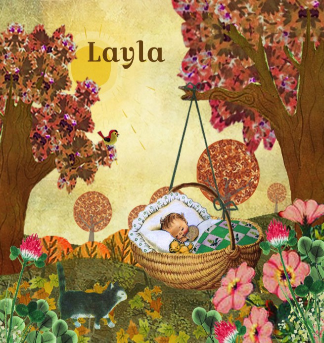 Geboortekaartje wiegje in het bos