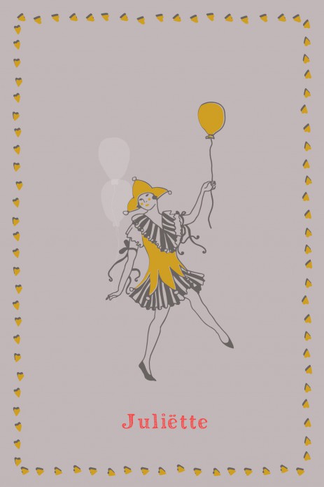 Geboortekaartje vintage circus in offset neon look