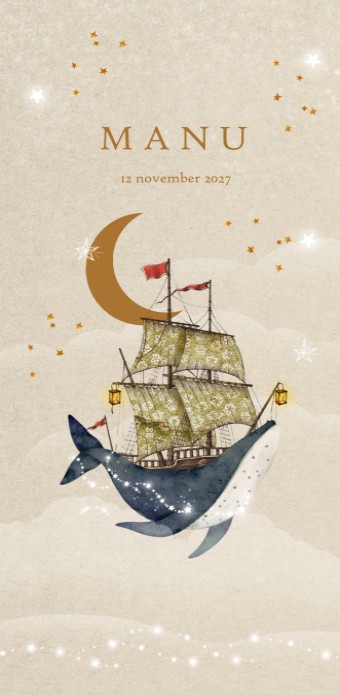 Geboortekaartje walvis lucht en wolken