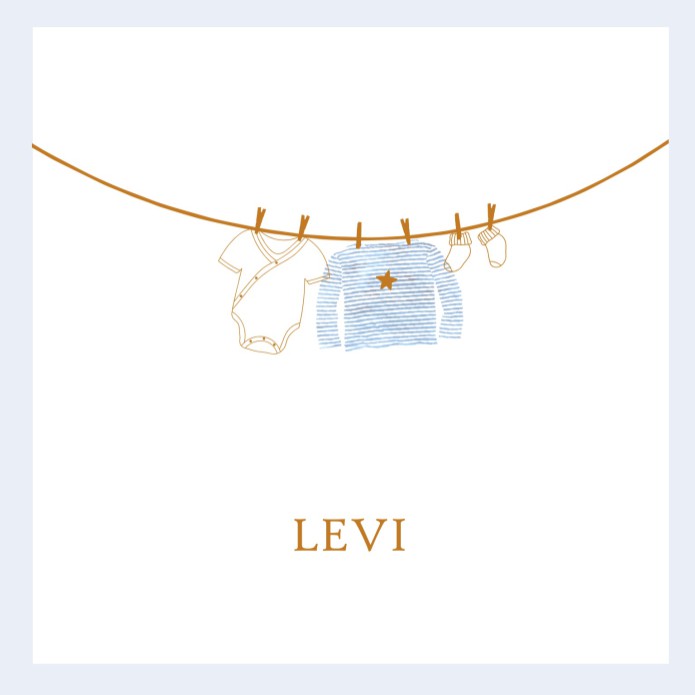 Geboortekaartje waslijntje met kleertjes in folie