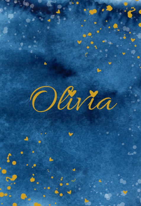 Geboortekaartje watercolour met folie verfspatten en hartjes