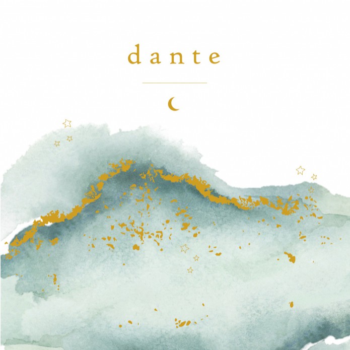 Geboortekaartje watercolor met foliedruk glitters, maantje en sterren