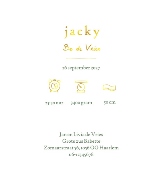 Geboortekaartje watercolour foliedruk glitter maantje en sterren. Geboortekaartje met foliedruk is héél stijlvol en chique. Het maakt jouw kaartje extra bijzonder voor jullie kindje. Er zijn verschillende soorten foliedruk om tussen te kiezen.