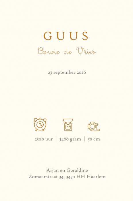 Lief geboortekaartje met een hand geschilderd konijntje. De afbeelding kun je vervangen met de  hand geschilderde elementen uit de beeldbank. De achtergrondkleur is eenvoudig aan te passen. Met de ontwerptool kun je jouw hippe geboortekaartje ontwerpen zo