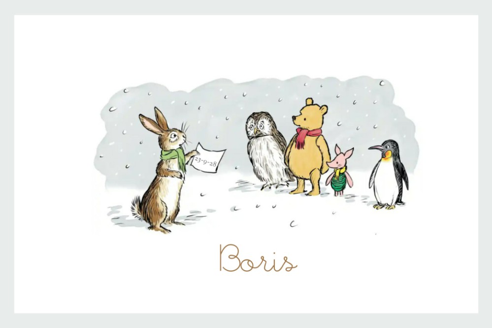 Geboortekaartje Winnie the Pooh winter