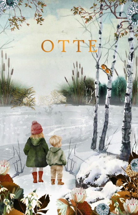 Geboortekaartje winter landschap broer en zus