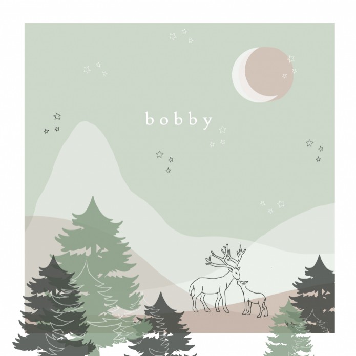 Geboortekaartje woud met herten