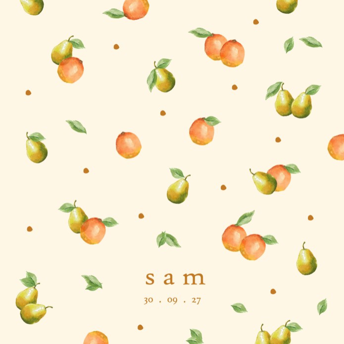 Geboortekaartje zomers citrus fruit patroon