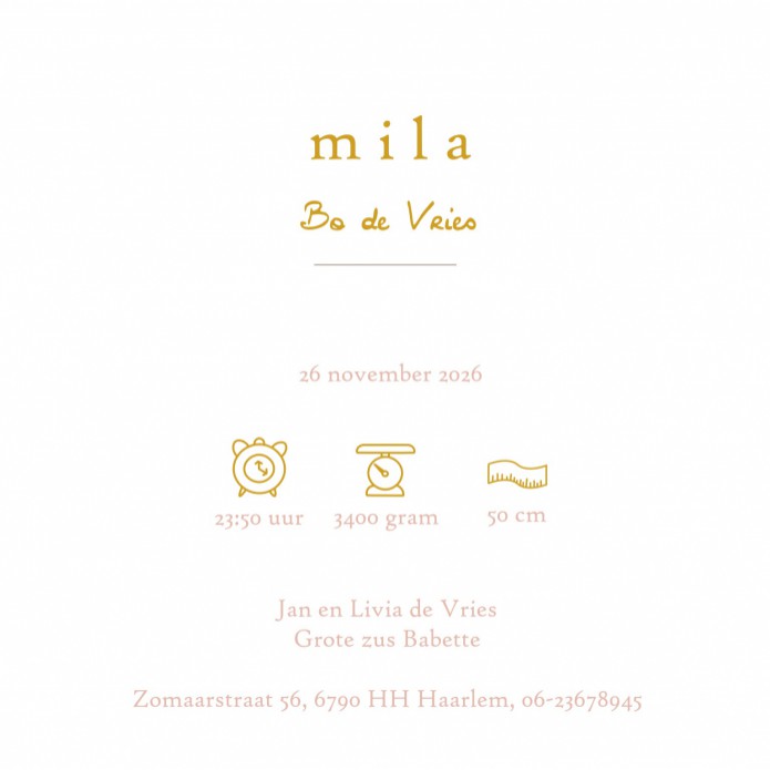 Geboortekaartje met foliedruk sterretjes. Heel smaakvol, stijlvol en hip geboortekaartje voor jullie baby. Unisex voor jongens en meisjes, kleuren kun je zelf aanpassen. Evenals de foliedruk. Personaliseer hem zelf in de handige editor tool en vraag eens 