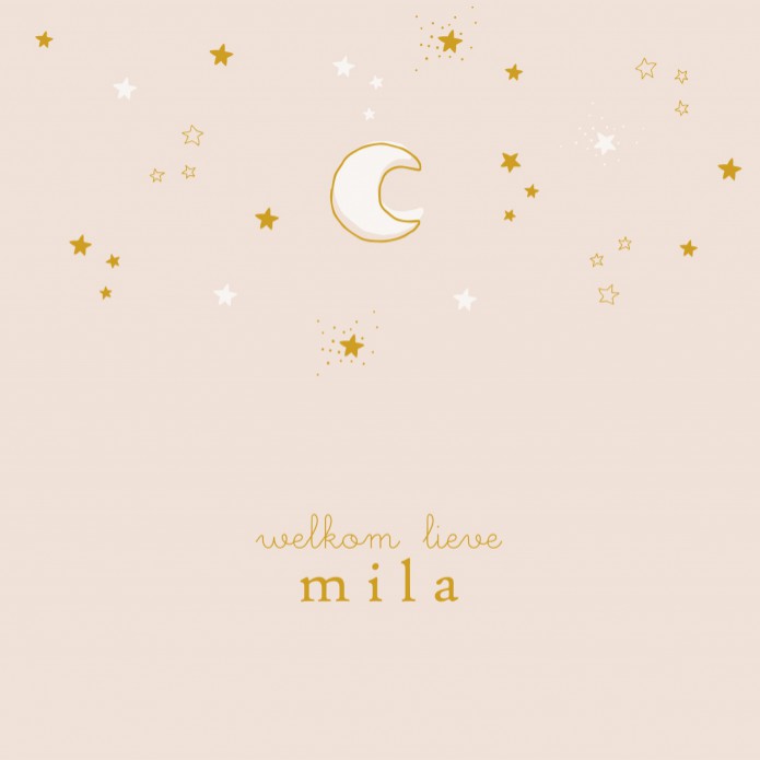Geboortekaartje meisje met maantje en sterren