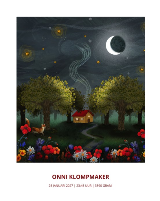 Geboorteposter bos met huisje