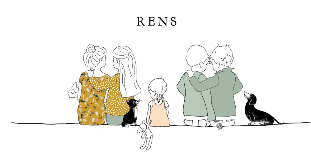 Gezin kaartje met twee vaders en twee moeders