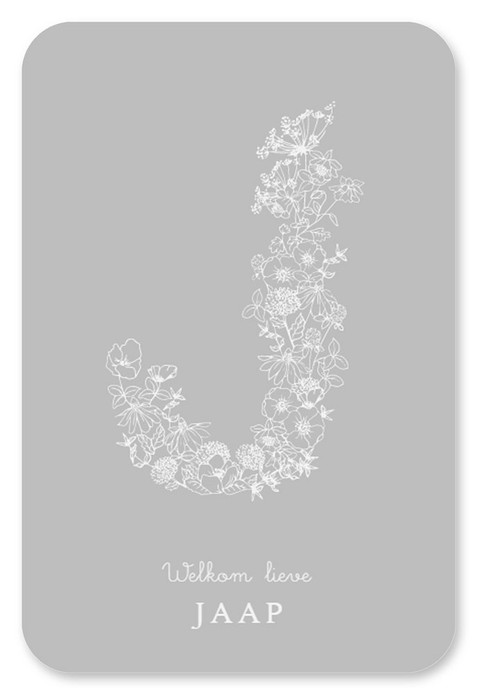 Geboortekaartje romantisch botanisch monogram