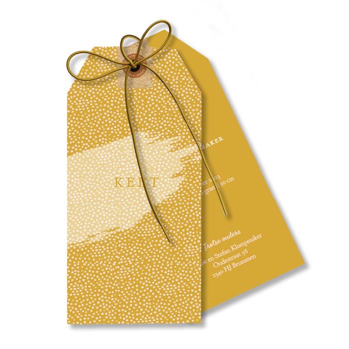 Labelkaartje oker met stipjes