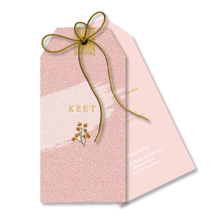 Labelkaartje roze met stipjes