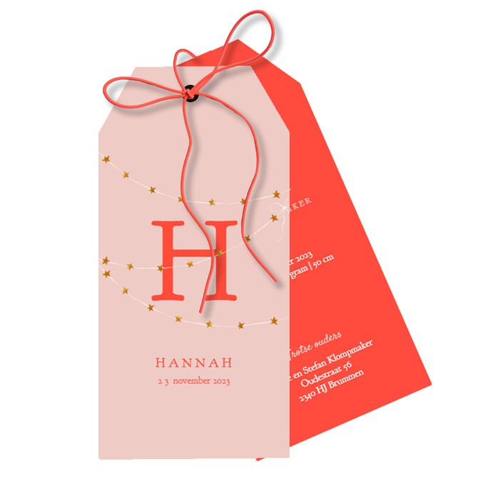 Labelkaartje roze met fel rood