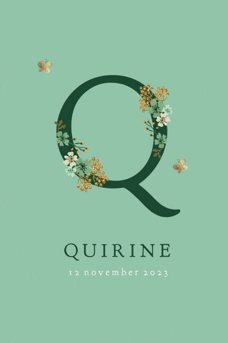 Lief geboortekaartje met geschilderde bloemetjes