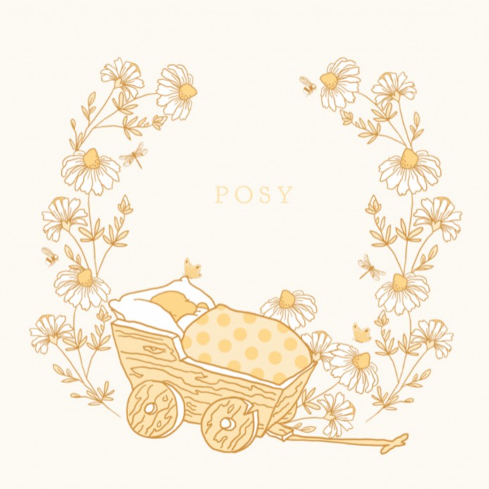 Lief geboortekaartje met lijntekening wandelwagentje