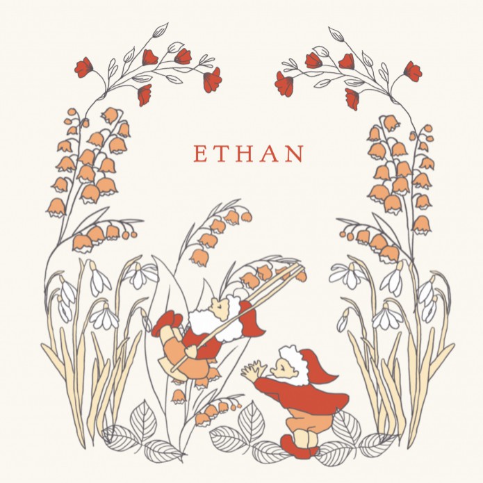 Lief geboortekaartje met sneeuwklokjes en kaboutertjes