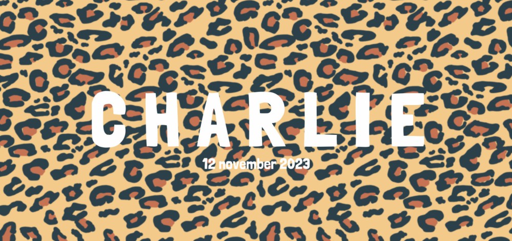 Liggend geboortekaartje met luipaard print